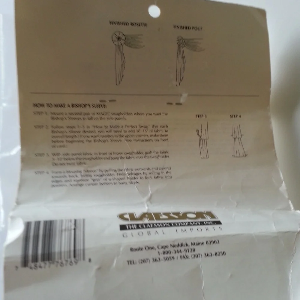 Unused White metal adjustable curtain swag holders